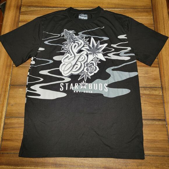 Star Buds Black Unisex Smoke Tee "Est. 2013" - Size Medium - Picture 1 of 6